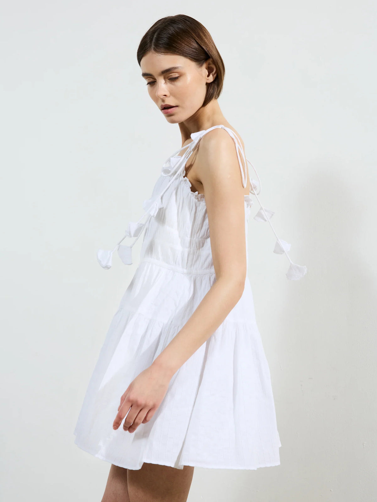 Amra Cotton Gathered Mini Dress