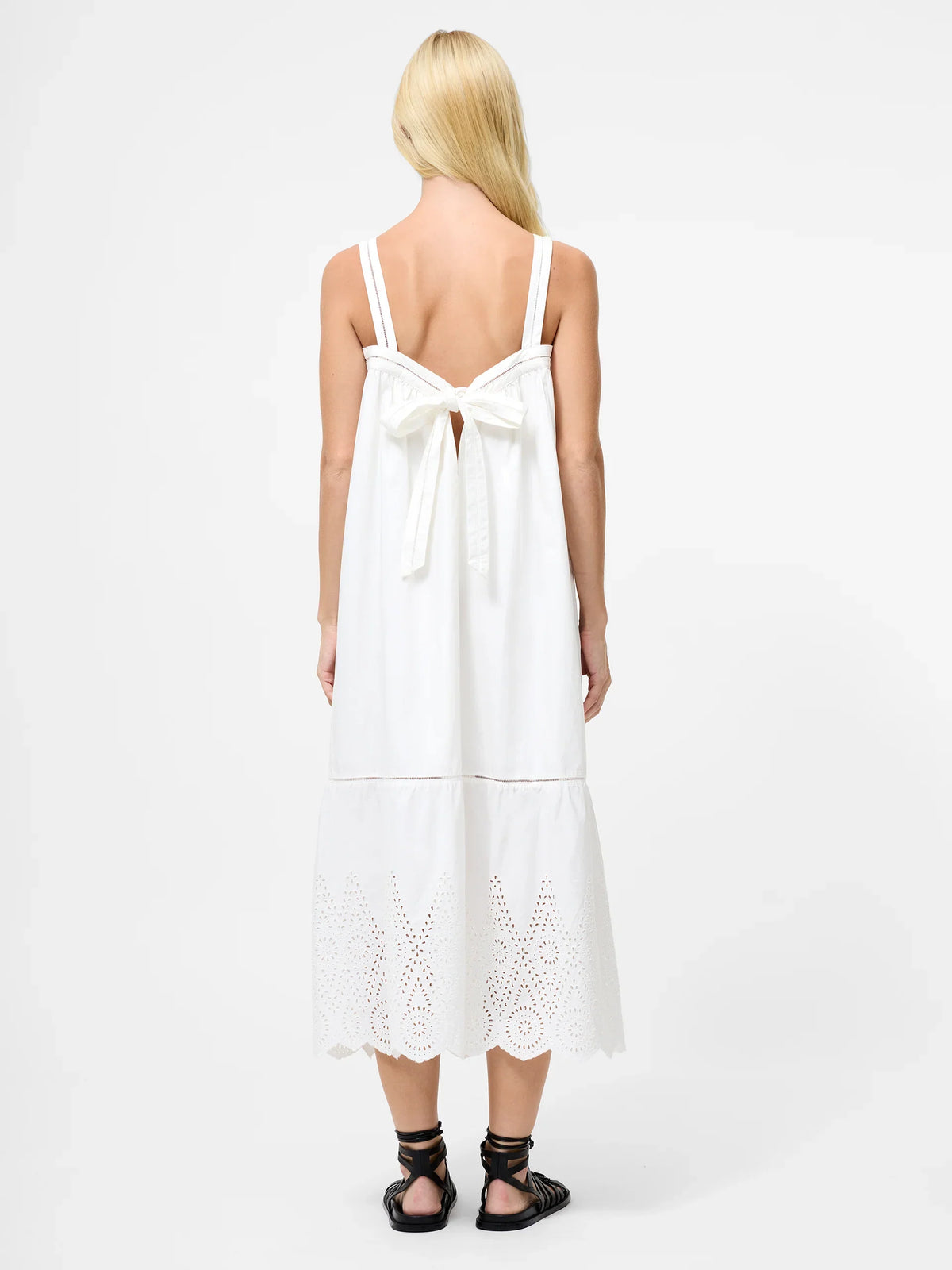 Cotton Square Neck Broderie Anglaise Midi Dress