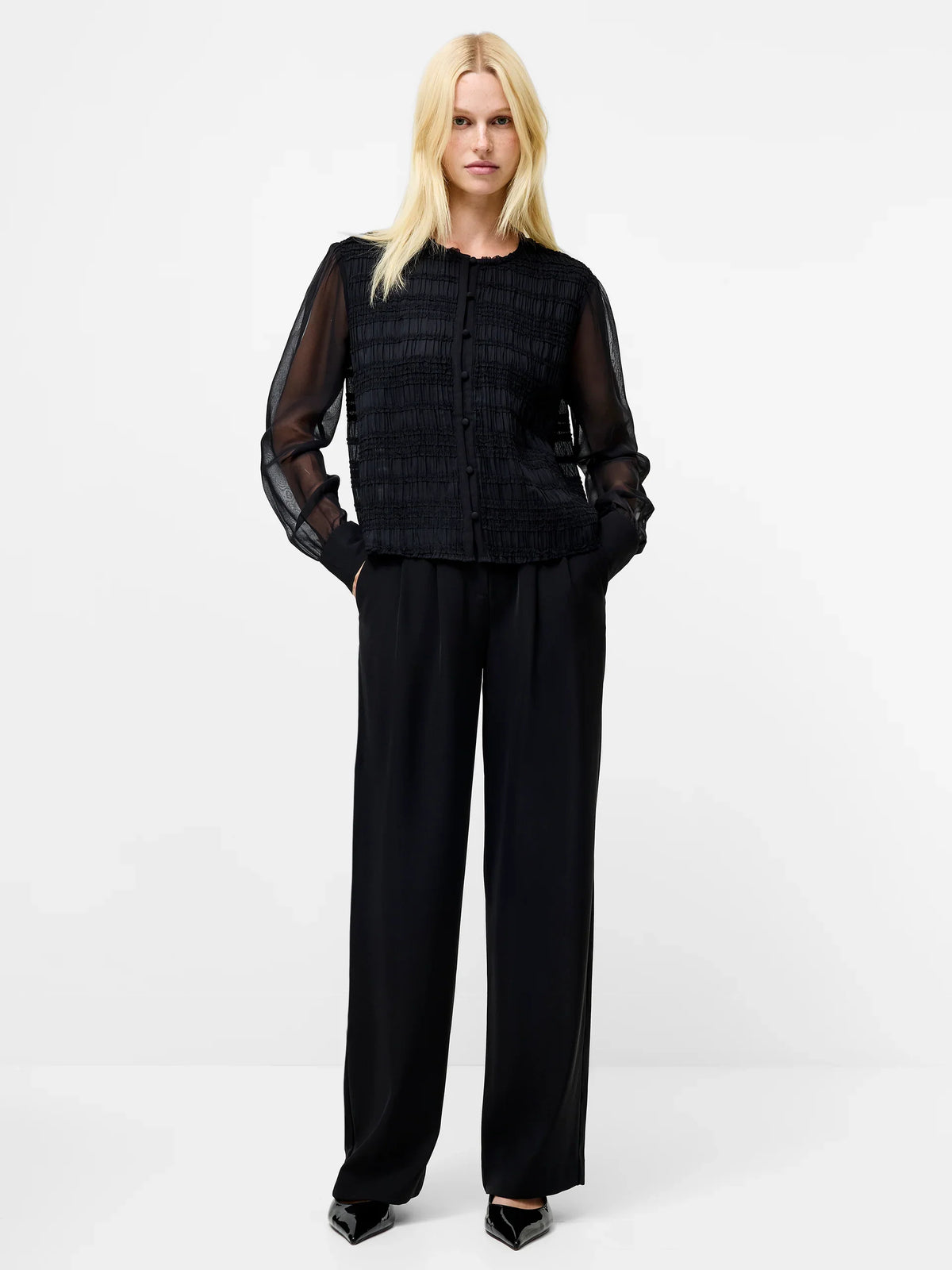 Canary Pleated Long Sleeve Shirt