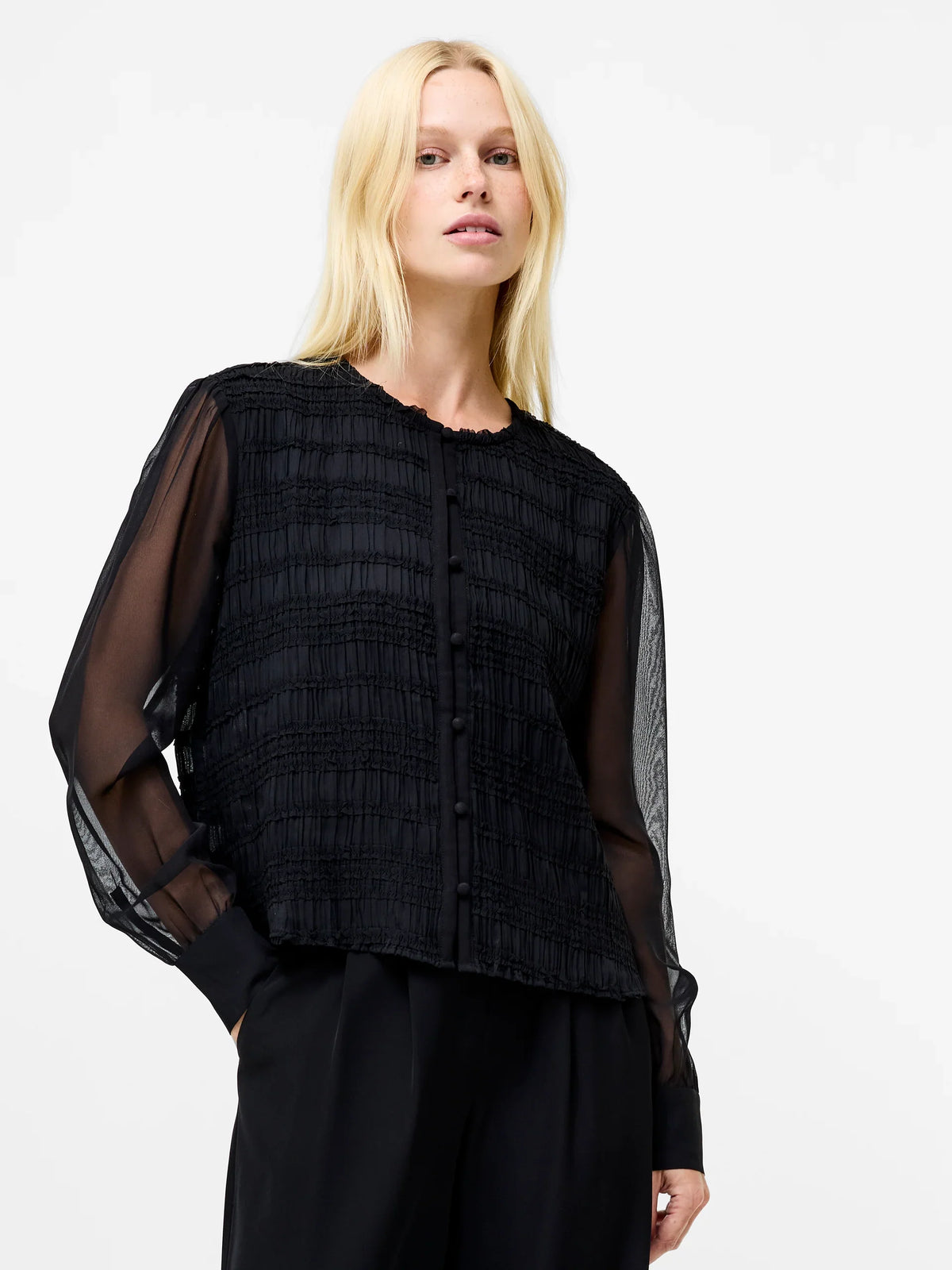 Canary Pleated Long Sleeve Shirt
