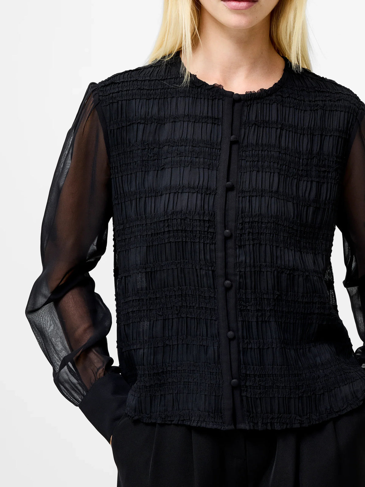 Canary Pleated Long Sleeve Shirt