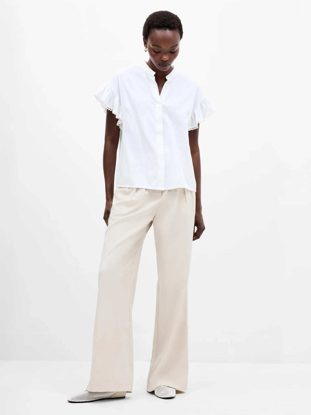 Sindey Cotton Half Placket Trim Detail Shirt