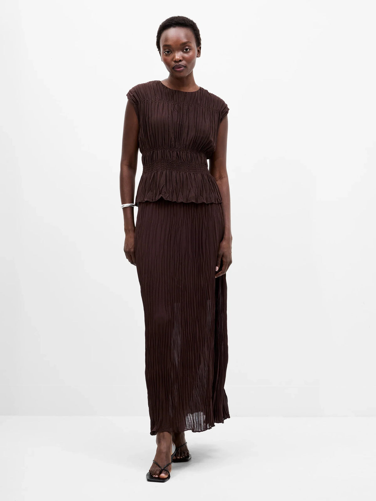 Saylor Pleated Georgette Sleeveless Top