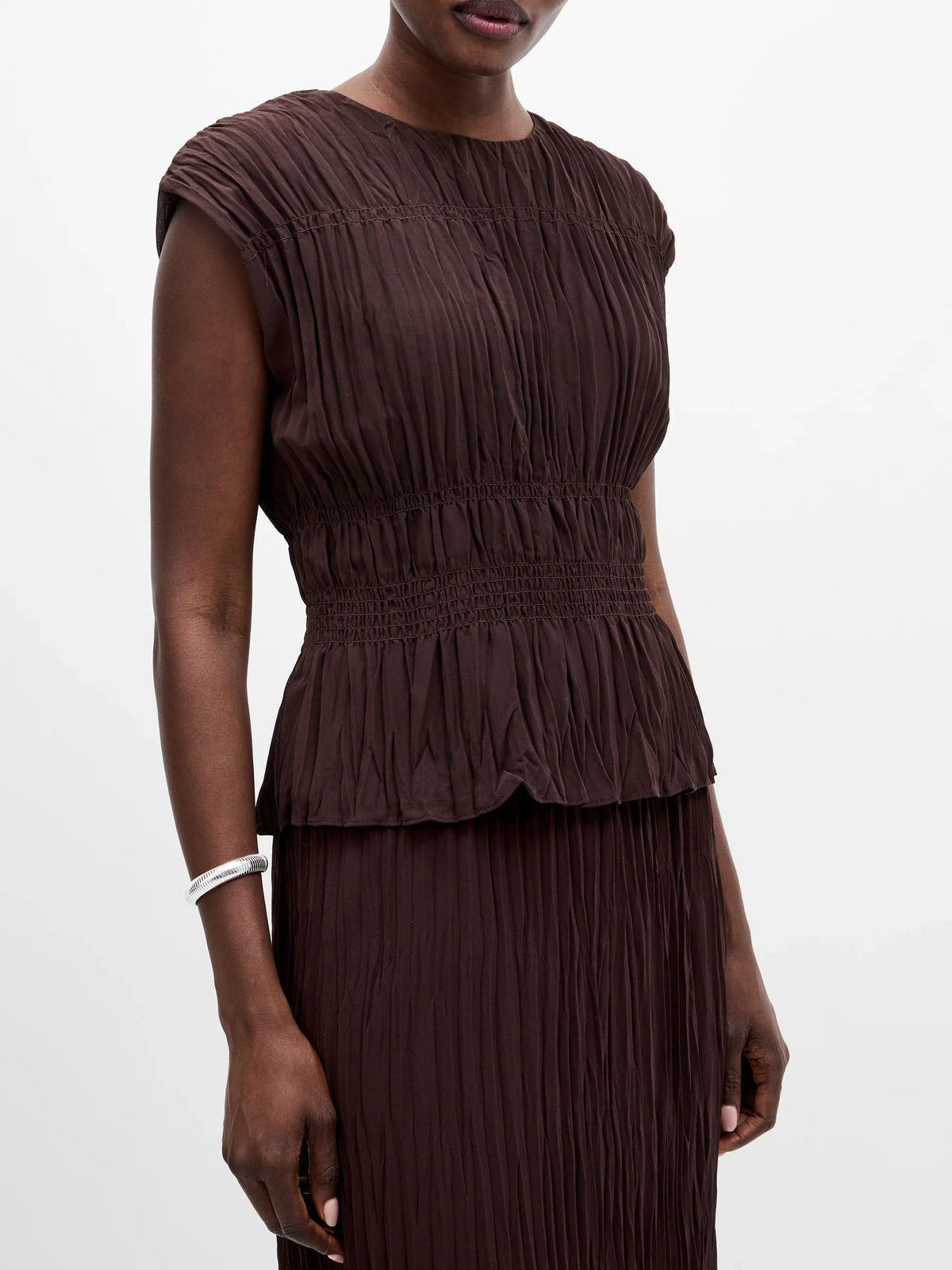 Saylor Pleated Georgette Sleeveless Top