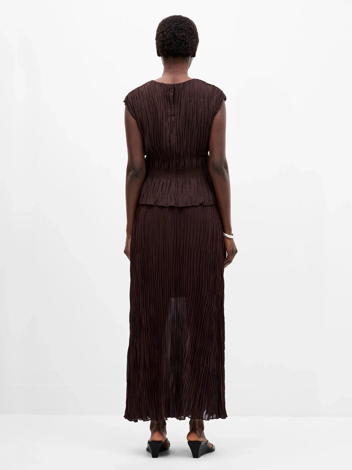 Saylor Pleated Georgette Sleeveless Top