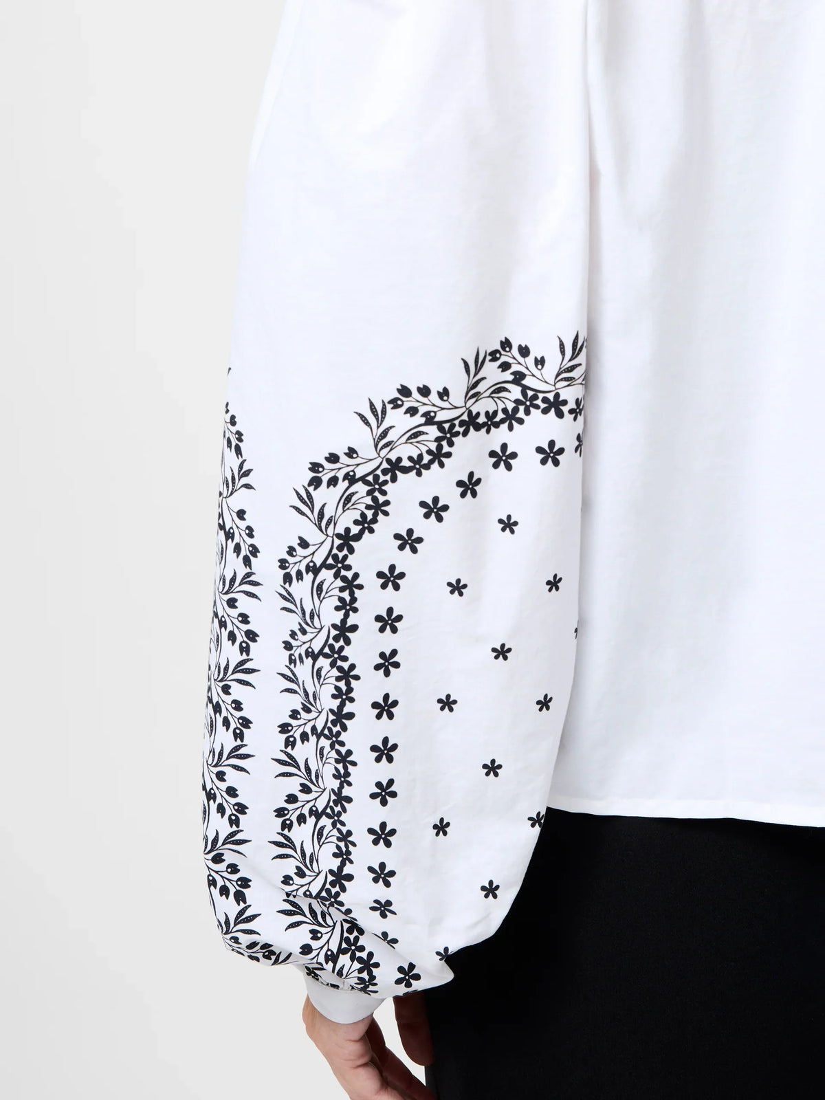 Cambria Cotton Floral Sleeve Tie Up Shirt