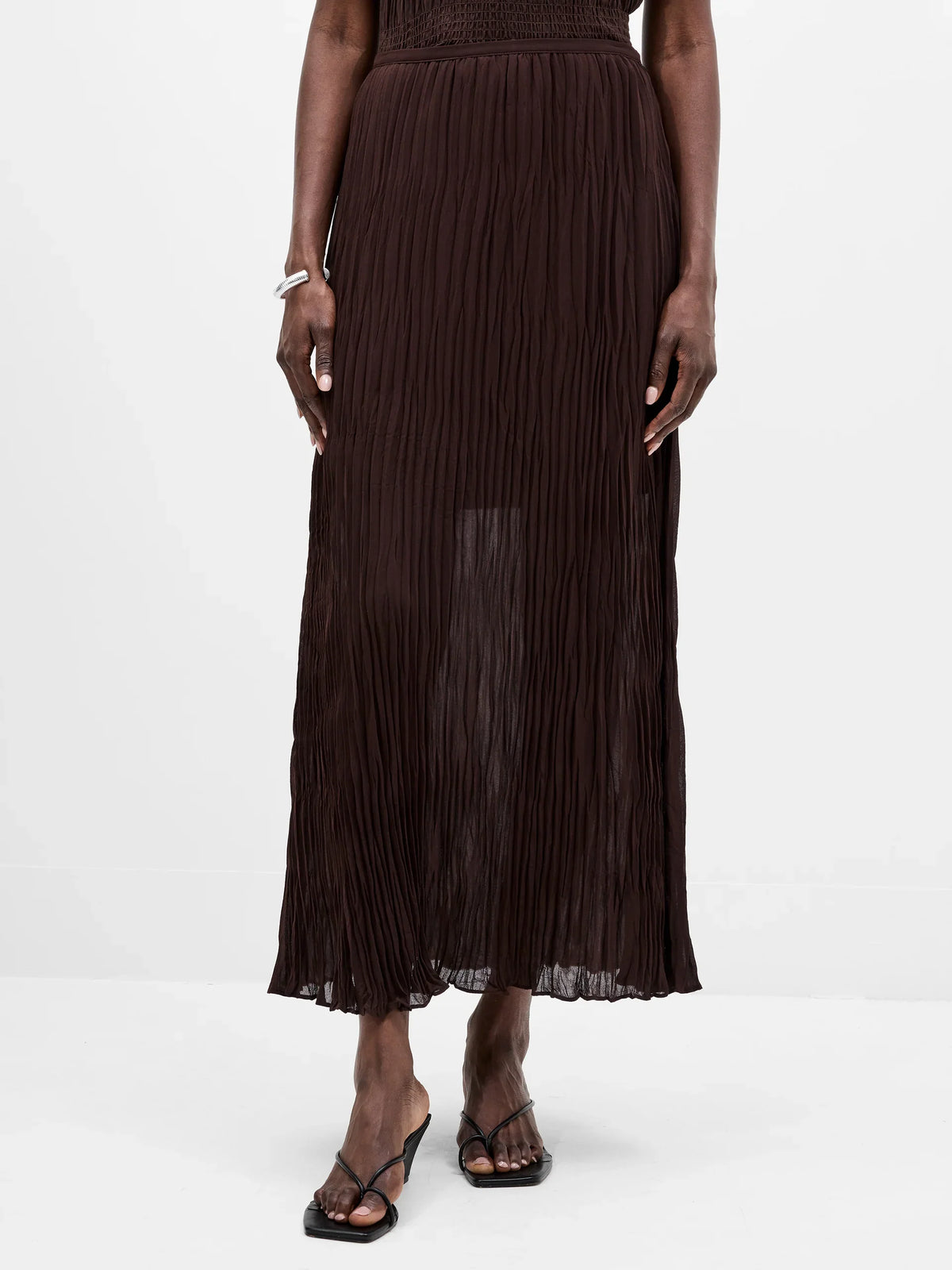 Saylor Pleated Overlay Maxi Skirt