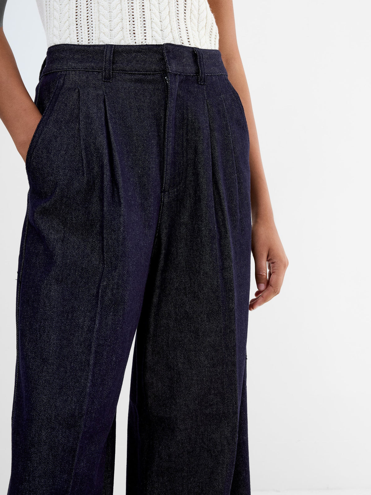Fletcher Wide Leg Denim Trousers