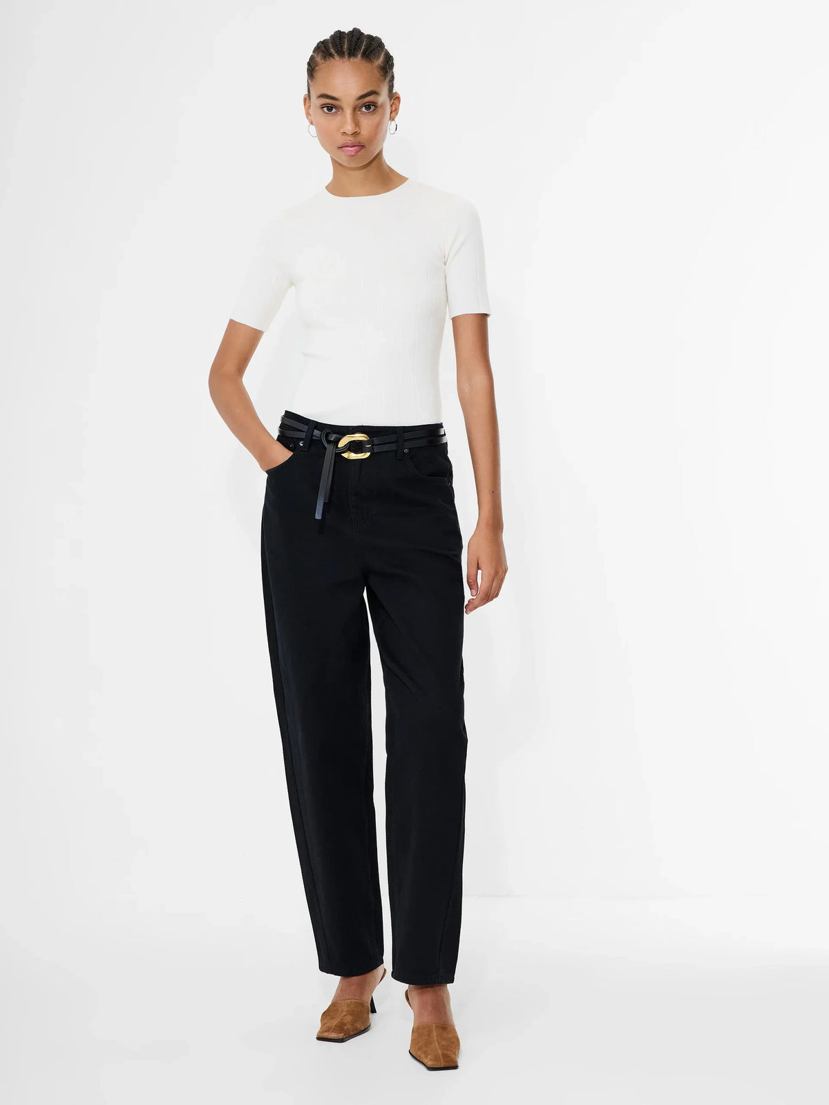Loren Twill Denim Barrel Leg Jeans