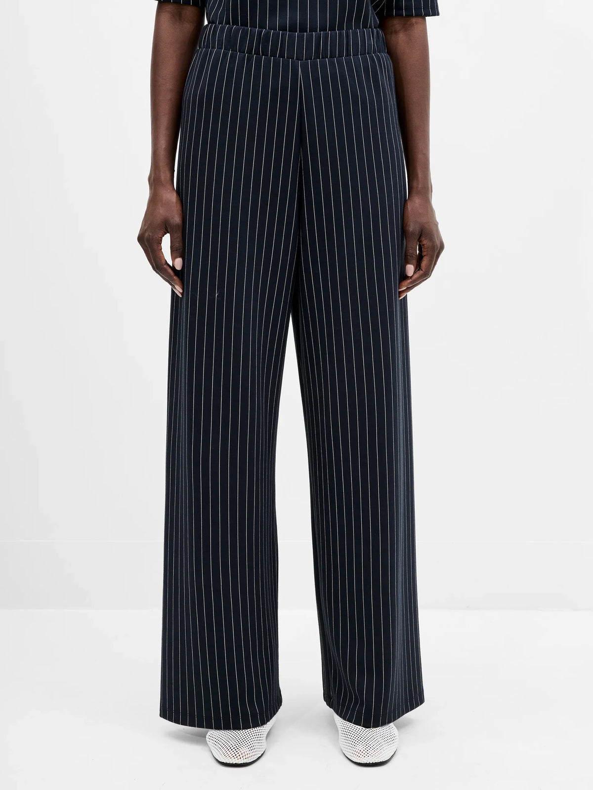 Regina Jersey Pinstripe Wide Leg Trousers